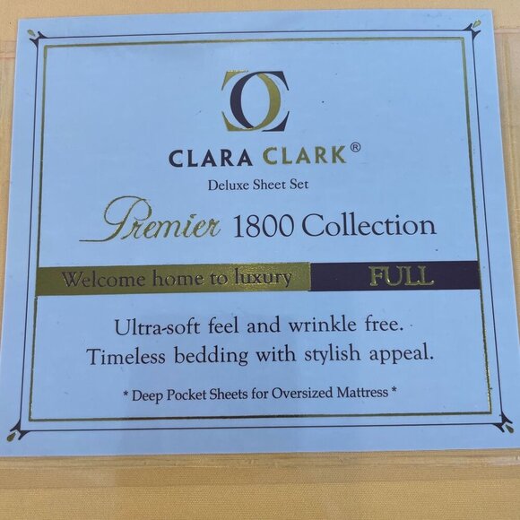 Clara Clark Premier 1800 Full Sheet Set Wrinkle-Free Deep Pockets Yellow Soft - Picture 6 of 6
